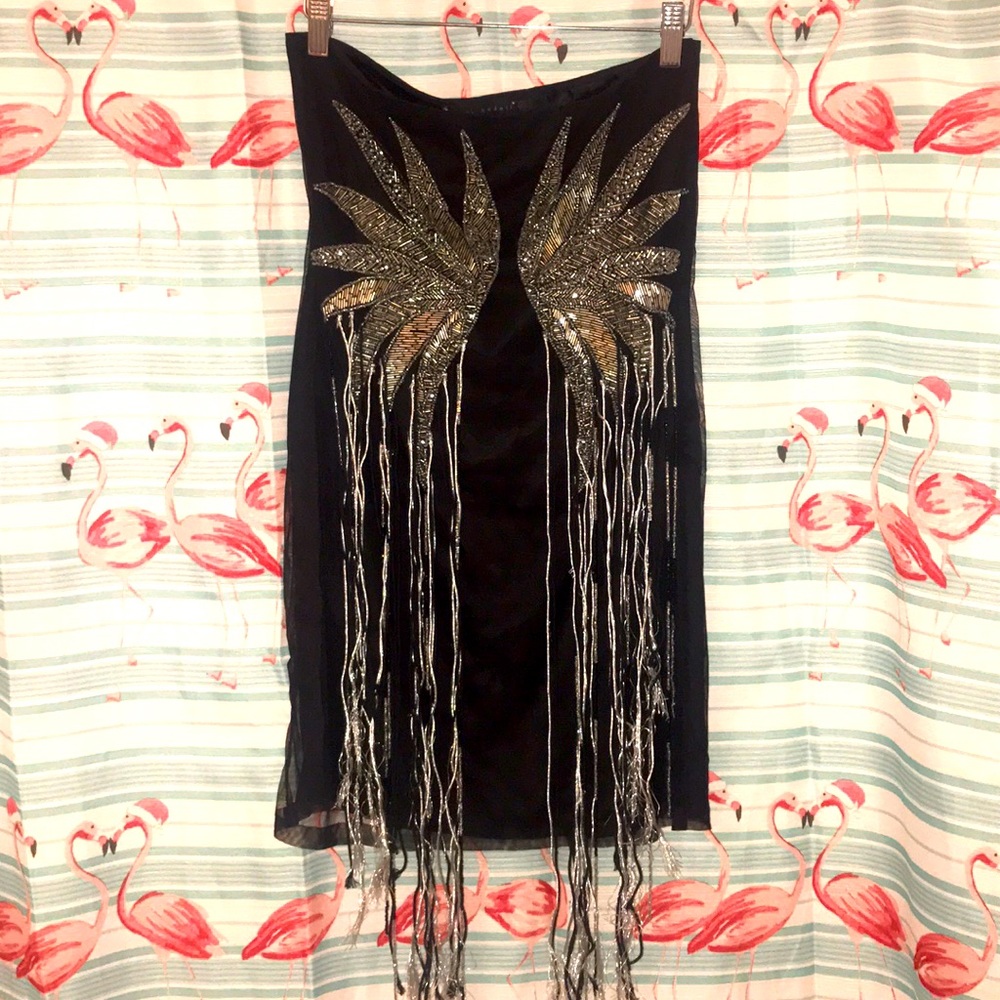 SHERI BODELL Black Beaded Club Cocktail Party Dress SMALL/Med EXCEL GORGEOUS!